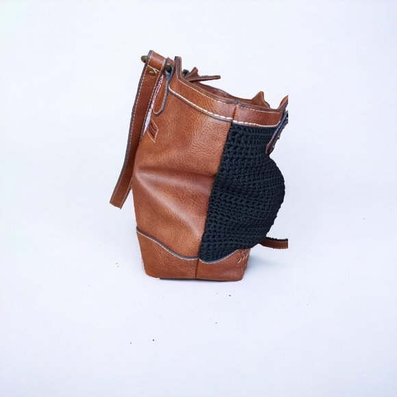 B.O.C Born Concept Faux Leather Woven Knit Shoulder Bag - Picture 4 of 13